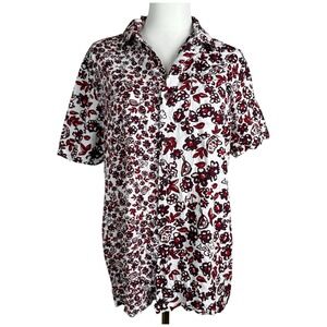 Vintage Vans Mens‎ Floral Soup Button Up Shirt Size S Red Skate Streetwear Retro
